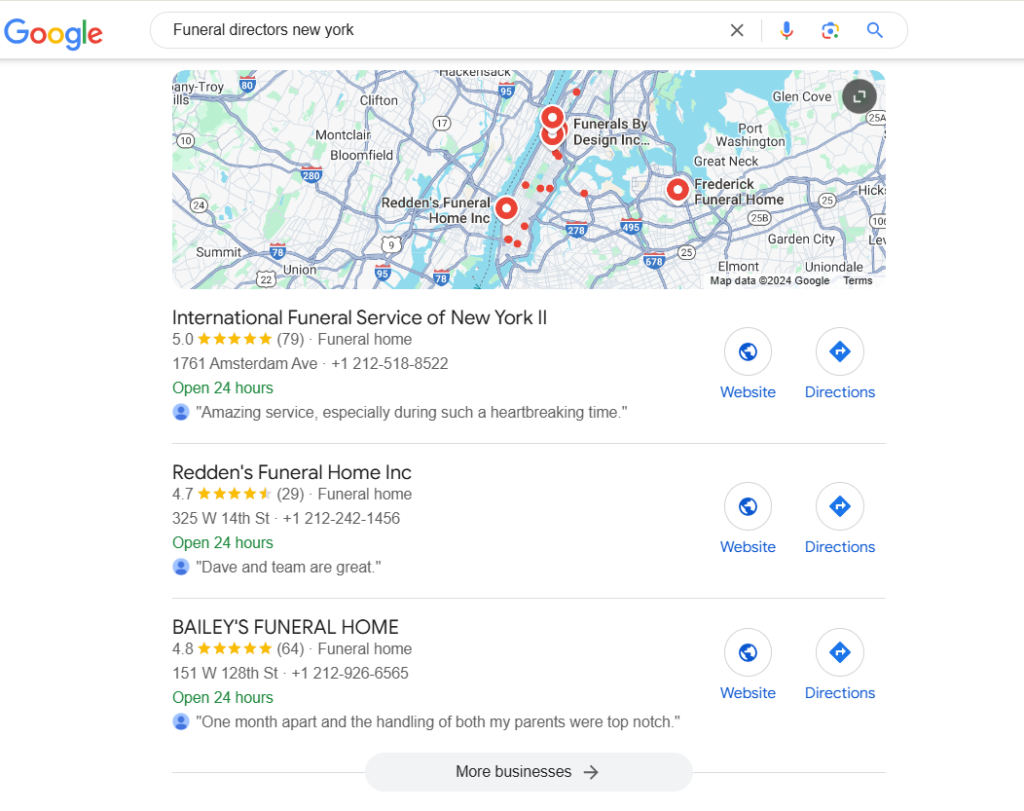 Google My Business - Funeral Homes