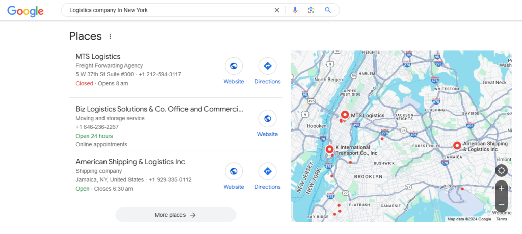 Google My business New-York- logistics marketing agency​