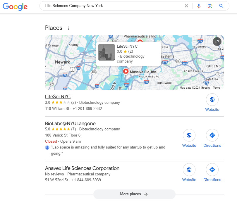 Google My Business- Life Sciences
